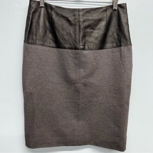 Yigal Azrouel black & gray leather & fabric pencil skirt size 8